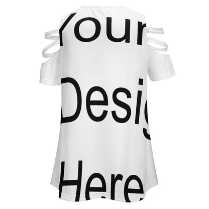 Custom Full Print Short Dress - Women Polyester Zip-Front Off-Shoulder Short Sleeve Dress for Spring & Summer