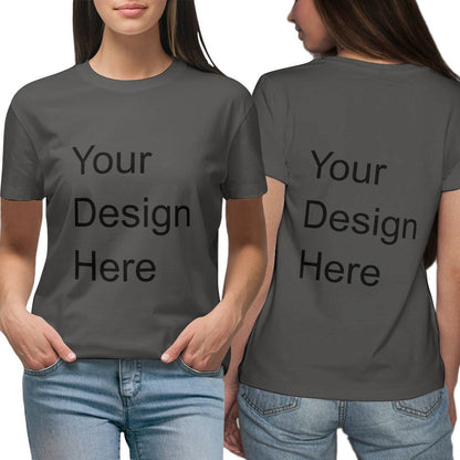 Custom Placement Print T-Shirt - Women Cotton Crew Neck Short Sleeve T-Shirt for Spring & Summer