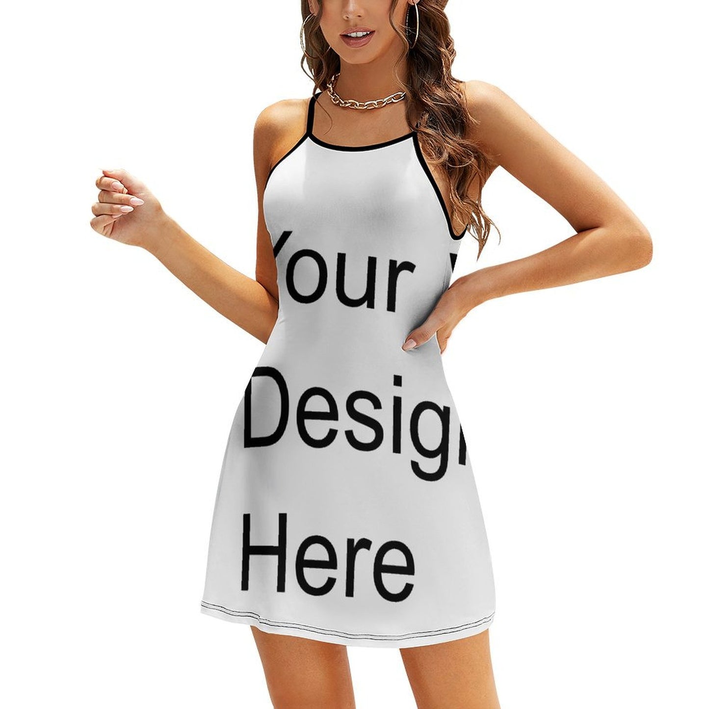 Custom Full Print Dress - Women Polyester Crew Neck Slip Dress for Spring & Summer