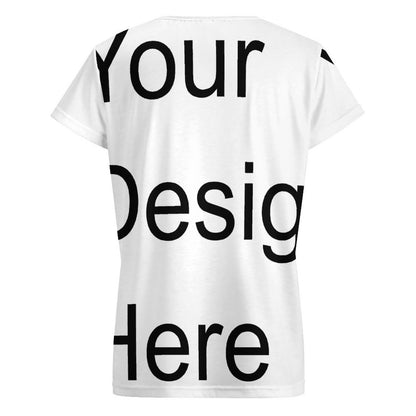 Custom Full Print T-Shirt - Women's Polyester V Neck Short Sleeve Tee for Spring & Summer