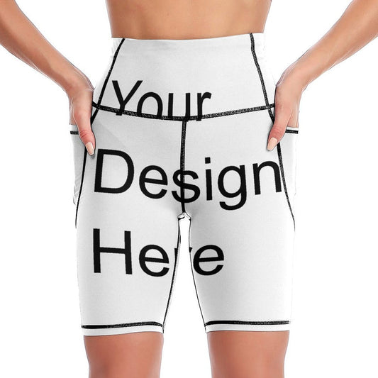 Custom Full Print Yoga Short - Women's Double-Layered Yoga Capri Shorts with Dual Pockets