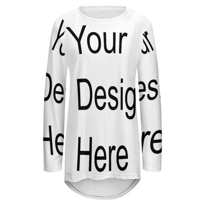 Custom Full Print T-Shirt - for Women Cotton-Like Crew Neck Long Sleeve Oversized Fit T-Shirt for Spring/Autumn/Winter