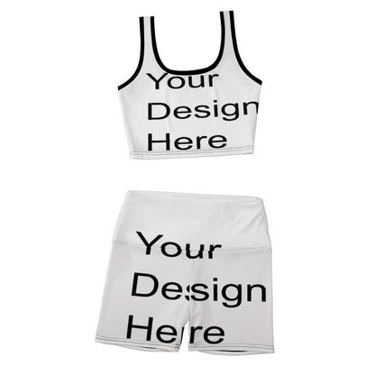 Custom Full Print Yoga Set - Women's Polyester Ribbed Yoga Tank Top Set