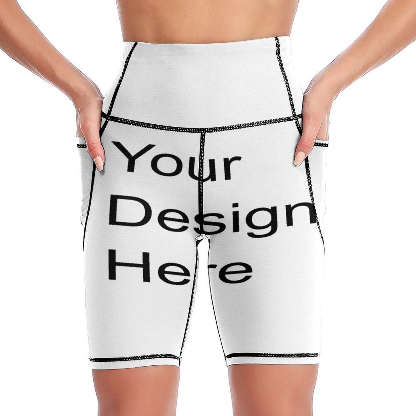 Custom Full Print Yoga Short - Women's Polyester Yoga Capri Shorts with Dual Pockets