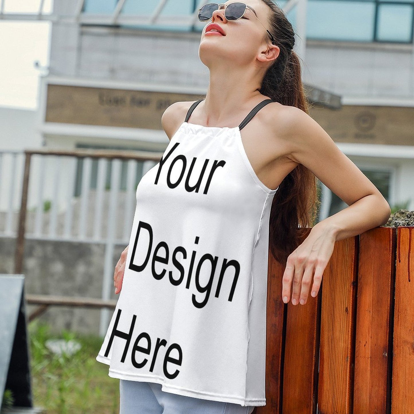 Custom Full Print Tank Top - Women's Polyester Loose Tie-Back Casual Tank Top for Spring & Summer