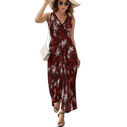 Custom Full Print Dress - Women Polyester V Neck Sleeveless Dress for Spring & Summer