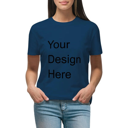 Custom Placement Print T-Shirt - Women's Cotton Crew Neck Short Sleeve Tee for Spring & Summer