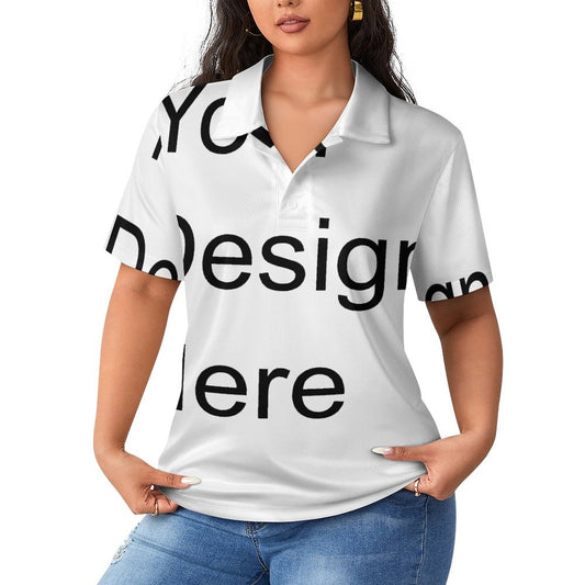 Custom Full Print Polo - Women Polyester Button-down Polo Collar Short Sleeve Polo for Spring & Summer