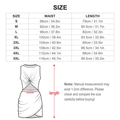 Custom Full Print Dress - for Women Polyester Crew Neck Sleeveless Crisscross Crop Bodycon Dress for Spring & Summer