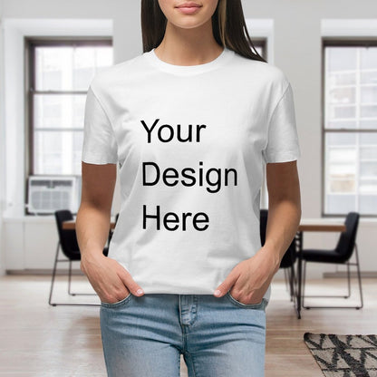 Custom Placement Print T-Shirt - Women Cotton Crew Neck Short Sleeve T-Shirt for Spring & Summer