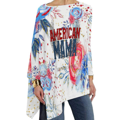 Custom Full Print T-Shirt - Women's Polyester Crew Neck Long Sleeve Asymmetrical Hem Tee for Spring/Autumn/Winter