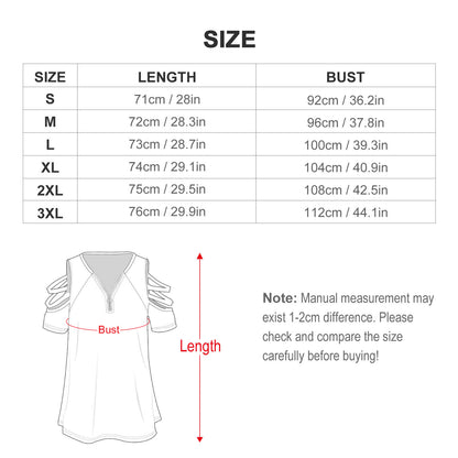 Custom Full Print Short Dress - Women Polyester Zip-Front Off-Shoulder Short Sleeve Dress for Spring & Summer