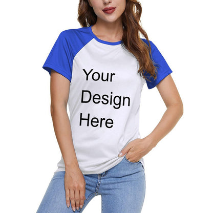 Custom Placement Print T-Shirt - Women Cotton Crew Neck Raglan Short Sleeve T-Shirt for Spring & Summer