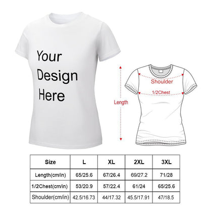 Custom Placement Print T-Shirt - Women Cotton Crew Neck Short Sleeve T-Shirt for Spring & Summer