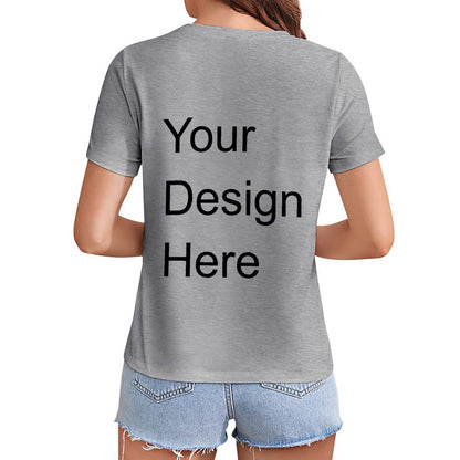 Custom Placement Print T-Shirt - Women Cotton Crew Neck Short Sleeve Tee for Spring & Summer