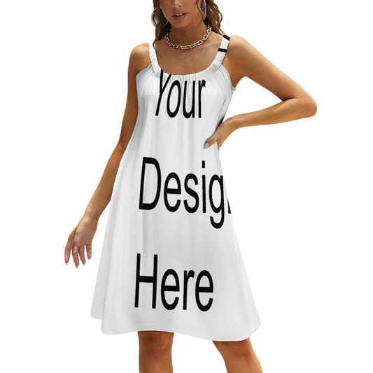 Custom Full Print Dress - for Women Polyester U-Neck Sleeveless Spaghetti Strap Dress for Spring & Summer