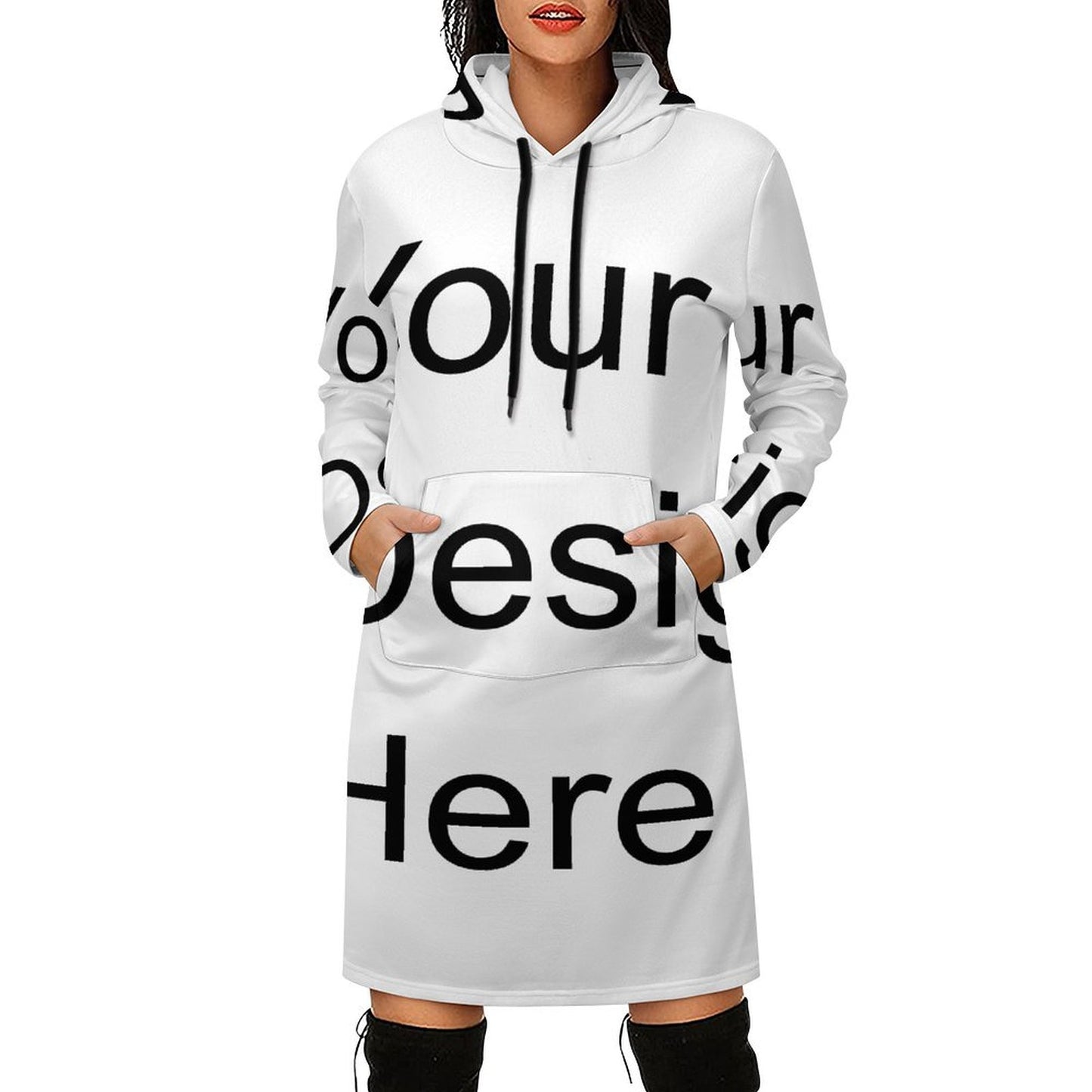 Custom Full Print Dress - Women's Polyester Hooded Pocket Long Sleeve Dress for Autumn & Winter