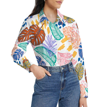 Custom Full Print Shirt - Women's Velvet Long-Sleeve Shirt for Spring & Summer