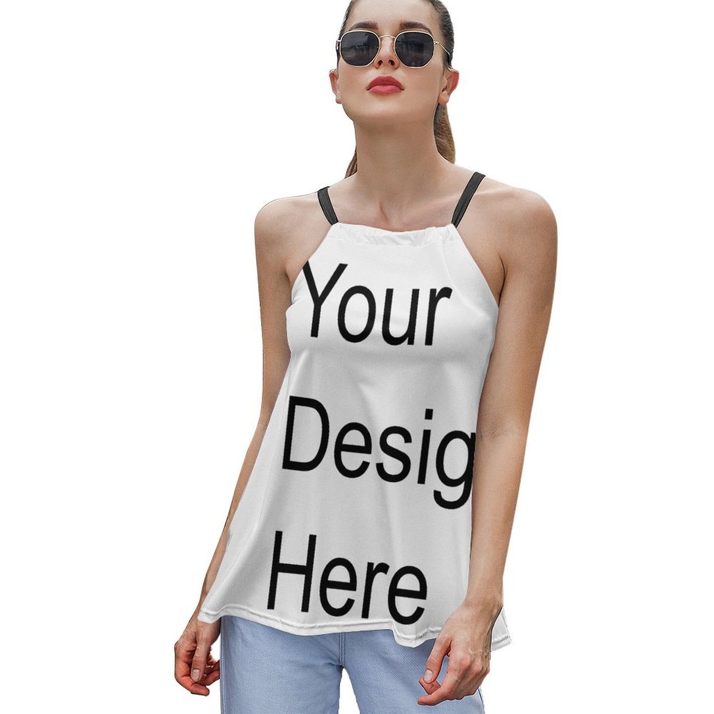 Custom Full Print Tank Top - Women's Polyester Loose Tie-Back Casual Tank Top for Spring & Summer