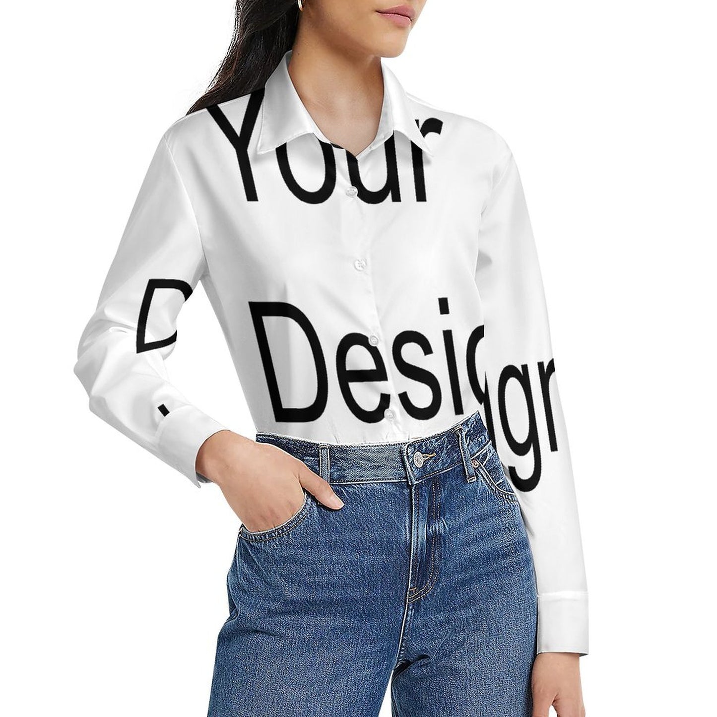 Custom Full Print Shirt - Women's Velvet Long-Sleeve Shirt for Spring & Summer