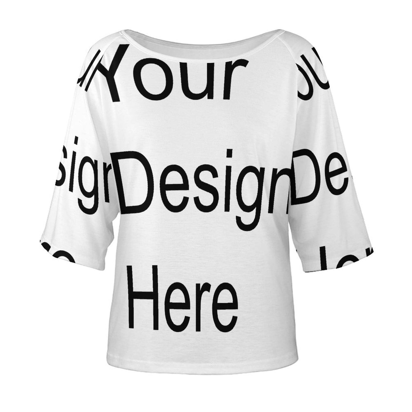 Custom Full Print T-Shirt - Women's Relaxed Fit Polyester Off-Shoulder Half Sleeve T-Shirt for Spring & Summer