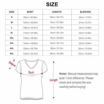 Custom Full Print Tee - Women Ice Silk V Neck Short Sleeve T-Shirt for Spring & Summer