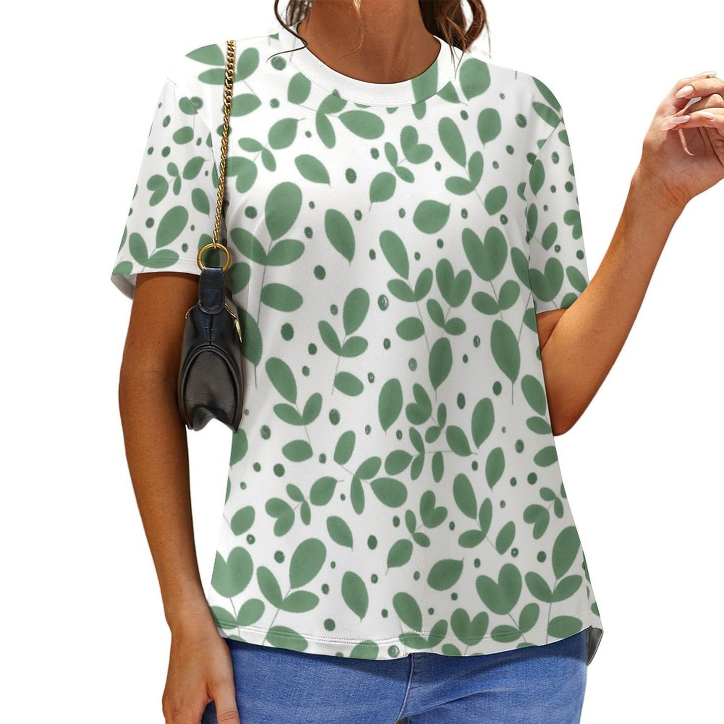 Custom Full Print T-Shirt - Women's Cotton Crew Neck Short Sleeve T-Shirt for Spring & Summer