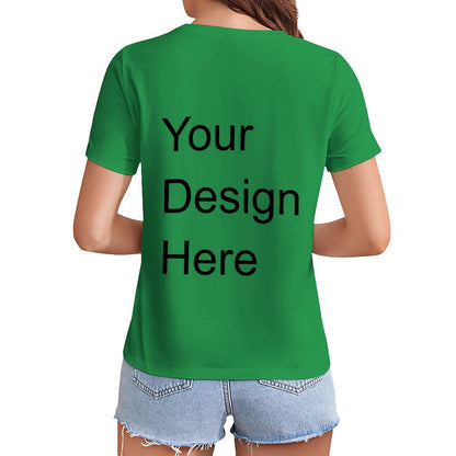 Custom Placement Print T-Shirt - Women Cotton Crew Neck Short Sleeve Tee for Spring & Summer