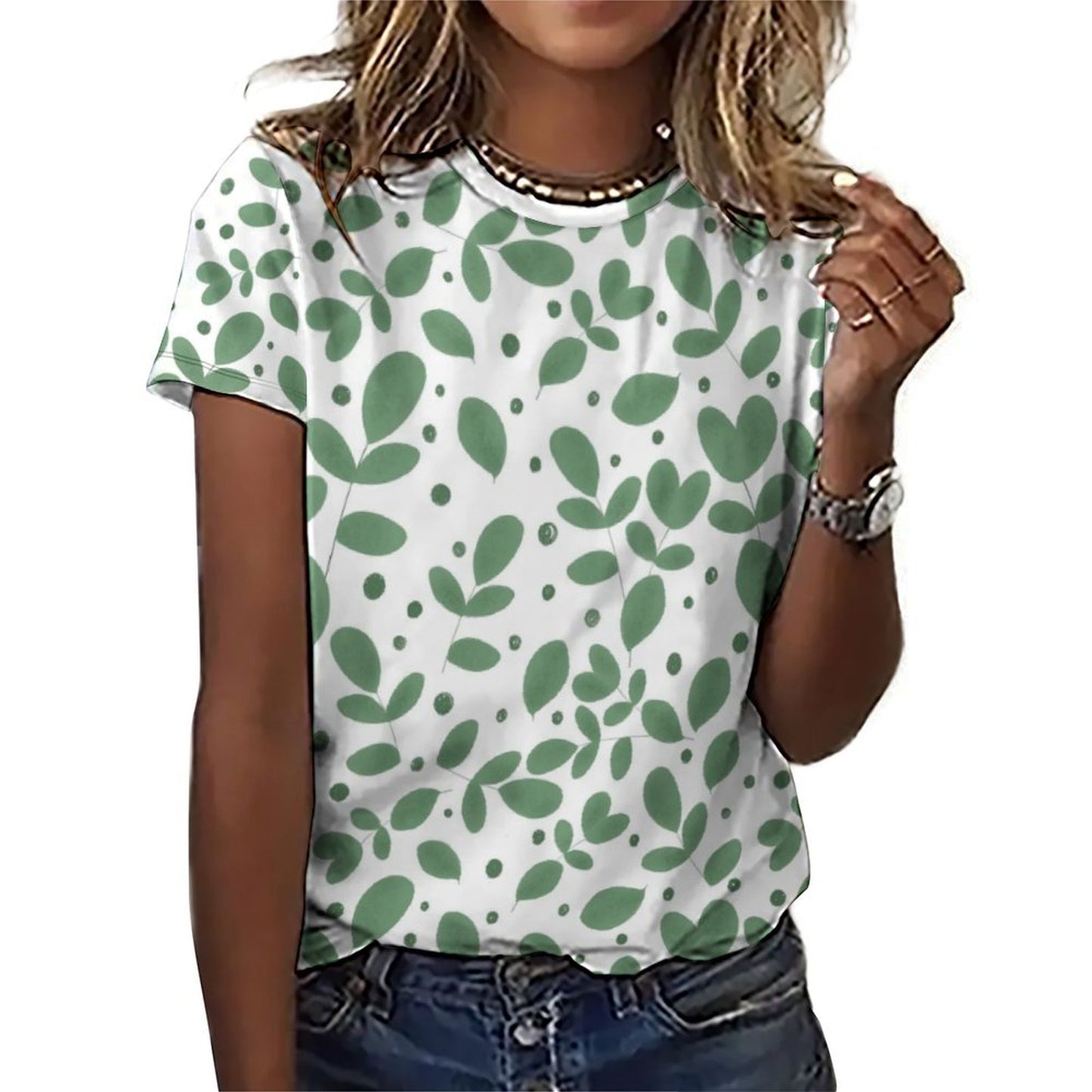 Custom Full Print T-Shirt - Women's Cotton Crew Neck Short Sleeve T-Shirt for Spring & Summer