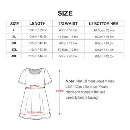 Custom Full Print Dress - Women's Plus-Size Milk Silk Crew Neck Short Sleeve Dress for Spring & Summer