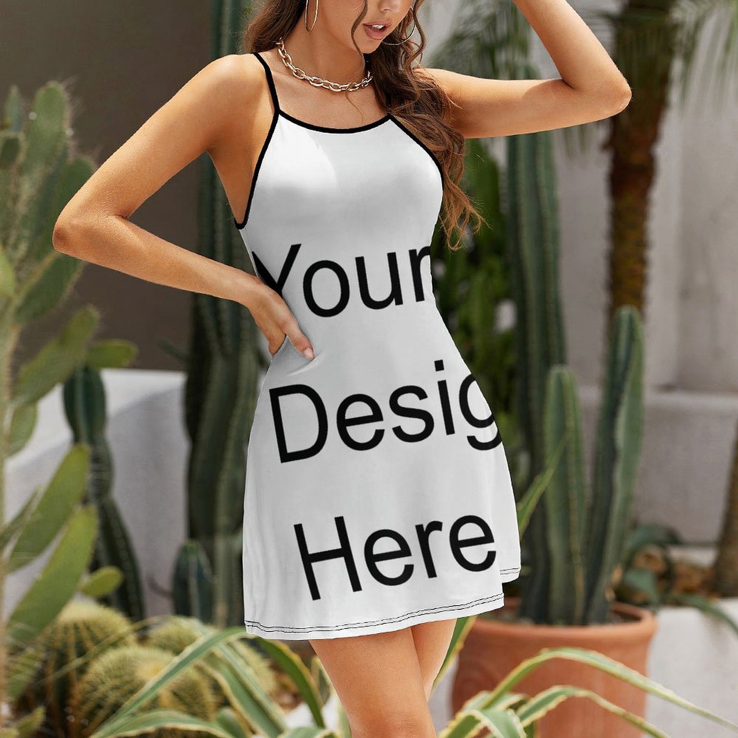 Custom Full Print Dress - Women Polyester Crew Neck Slip Dress for Spring & Summer