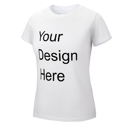 Custom Placement Print T-Shirt - Women Cotton Crew Neck Short Sleeve Tee for Spring & Summer