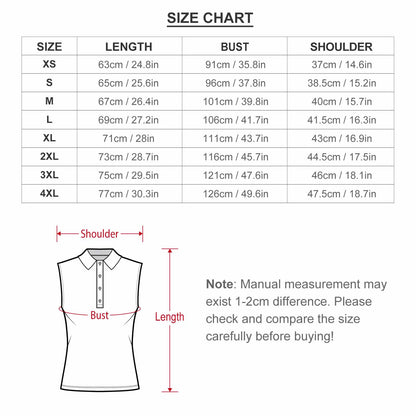 Custom Full Print Polo - Women's Polyester Button-down Polo Collar Sleeveless Polo for Spring & Summer