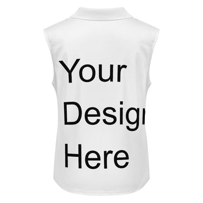 Custom Full Print Polo - Women's Polyester Button-down Polo Collar Sleeveless Polo for Spring & Summer