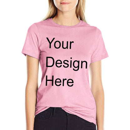 Custom Placement Print T-Shirt - Women Cotton Crew Neck Short Sleeve Tee for Spring & Summer