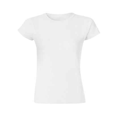 Custom Placement Print T-Shirt - Women Cotton Crew Neck Short Sleeve Tee for Spring & Summer