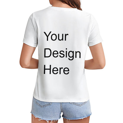 Custom Placement Print T-Shirt - Women Cotton Crew Neck Short Sleeve Tee for Spring & Summer