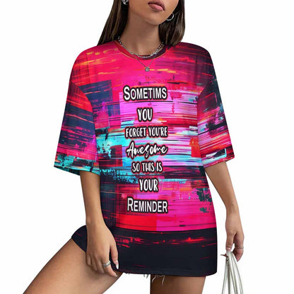 Custom Full Print T-Shirt - for Women Cotton Crew Neck Half Sleeve Drop-Shoulder Tee for Spring & Summer