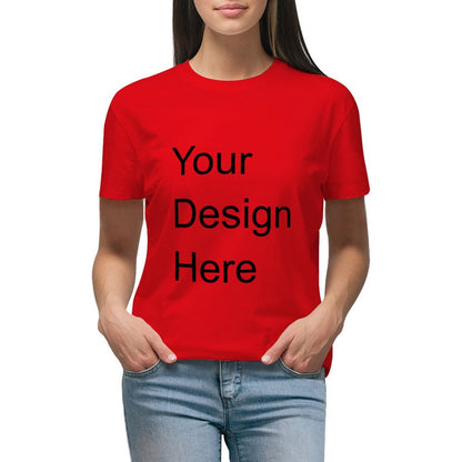 Custom Placement Print T-Shirt - Women's Cotton Crew Neck Short Sleeve Tee for Spring & Summer