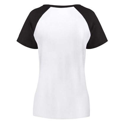 Custom Placement Print T-Shirt - Women Cotton Crew Neck Raglan Short Sleeve T-Shirt for Spring & Summer