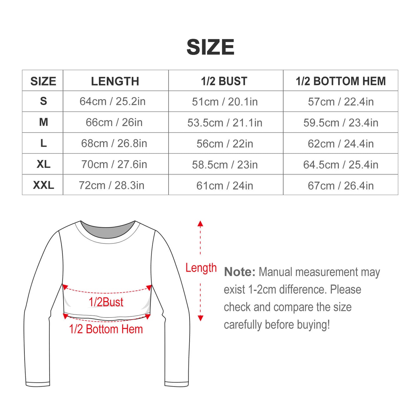 Custom Full Print T-Shirt - Women's Oversized Polyester Crew Neck Long Sleeve Pullover T-Shirt for Spring/Autumn/Winter