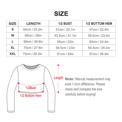 Custom Full Print T-Shirt - Women's Oversized Polyester Crew Neck Long Sleeve Pullover T-Shirt for Spring/Autumn/Winter