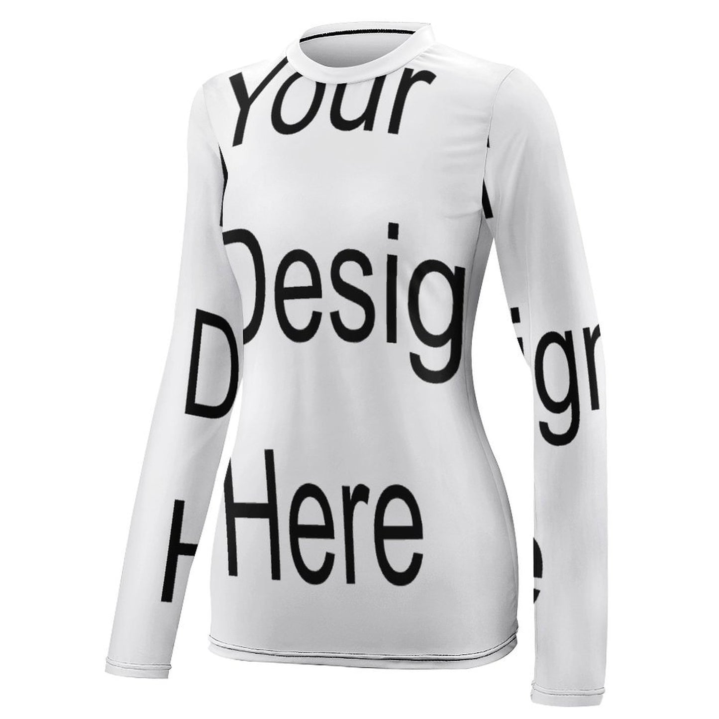 Custom Full Print Shirt - for Women Polyester Crew Neck Long Sleeve Sun Protection Shirt for Spring/Autumn/Winter