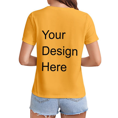 Custom Placement Print T-Shirt - Women Cotton Crew Neck Short Sleeve Tee for Spring & Summer