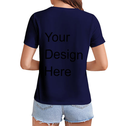 Custom Placement Print T-Shirt - Women Cotton Crew Neck Short Sleeve Tee for Spring & Summer