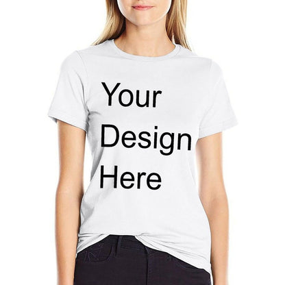 Custom Placement Print T-Shirt - Women Cotton Crew Neck Short Sleeve Tee for Spring & Summer