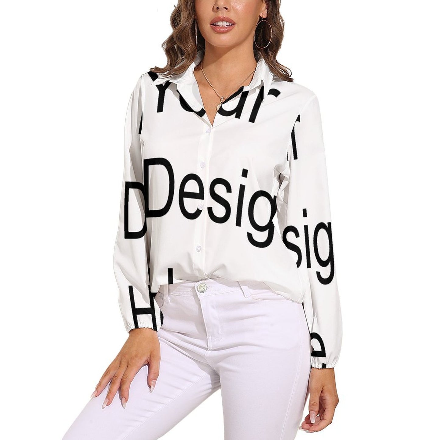 Custom Full Print Shirt - Women's Polyester Long-Sleeve Retro Casual Shirt for Spring & Summer