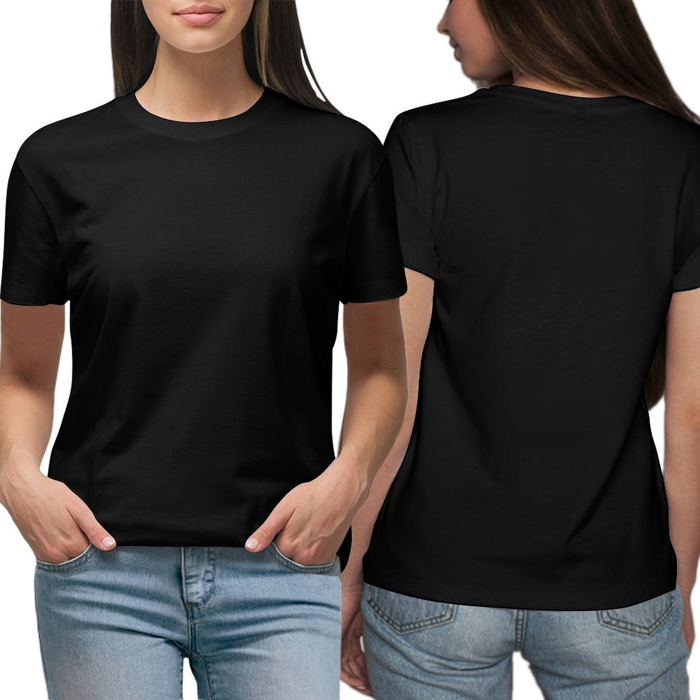 Custom Placement Print T-Shirt - Women Cotton Crew Neck Short Sleeve T-Shirt for Spring & Summer