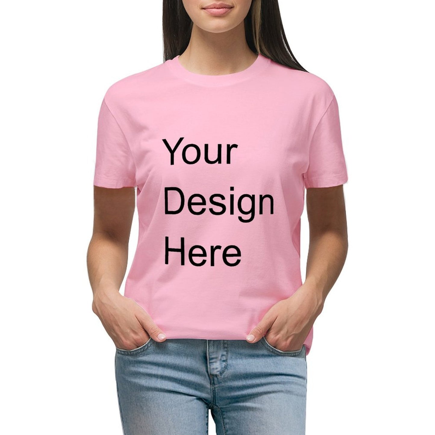 Custom Placement Print T-Shirt - Women's Cotton Crew Neck Short Sleeve Tee for Spring & Summer