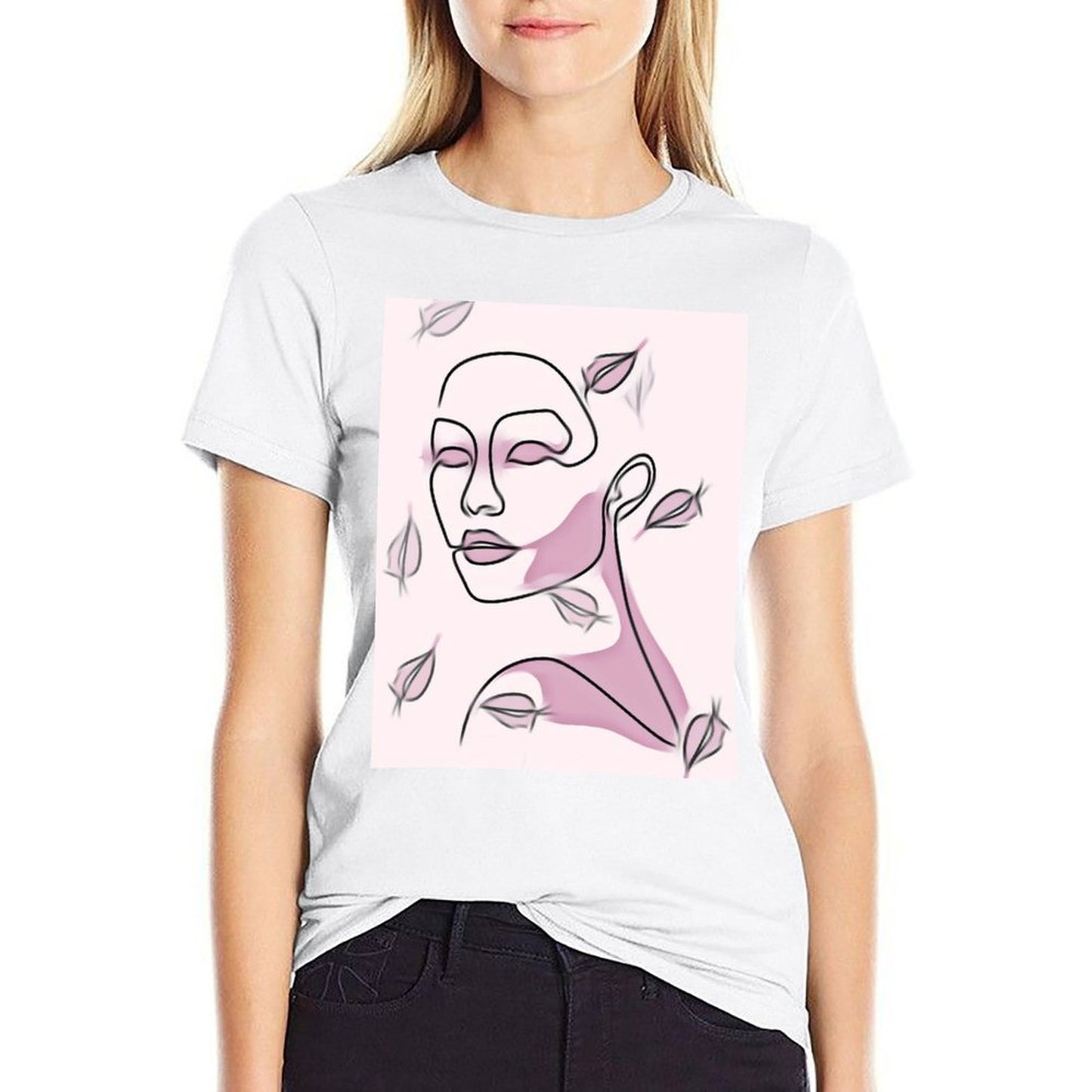 Custom Placement Print T-Shirt - Women Cotton Crew Neck Short Sleeve Tee for Spring & Summer